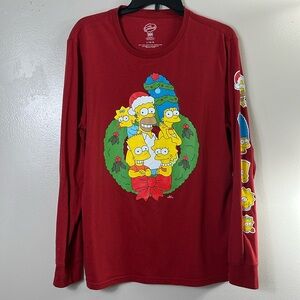 The Simpsons Christmas Red Long-Sleeve Tee Shirt Men’s Size L